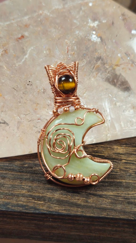 Green Jade & Tiger Eye Flower Moon