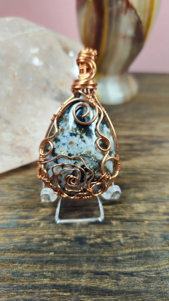 Ocean Jasper Flower Pendant