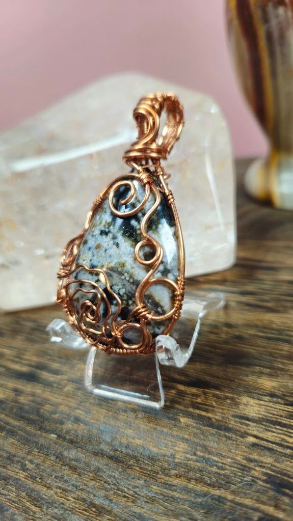 Ocean Jasper Flower Pendant