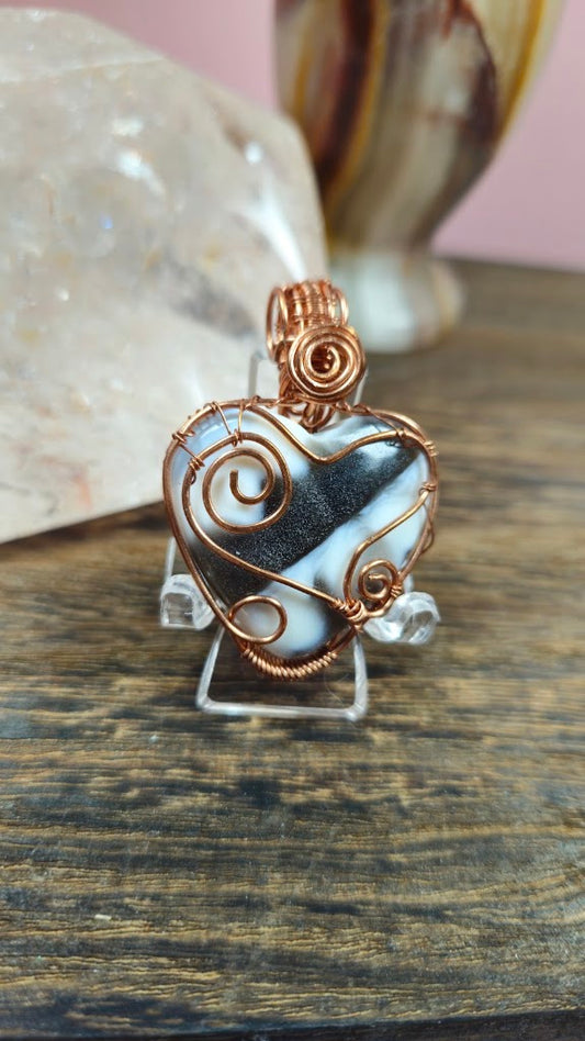Blue Opal Heart Pendant