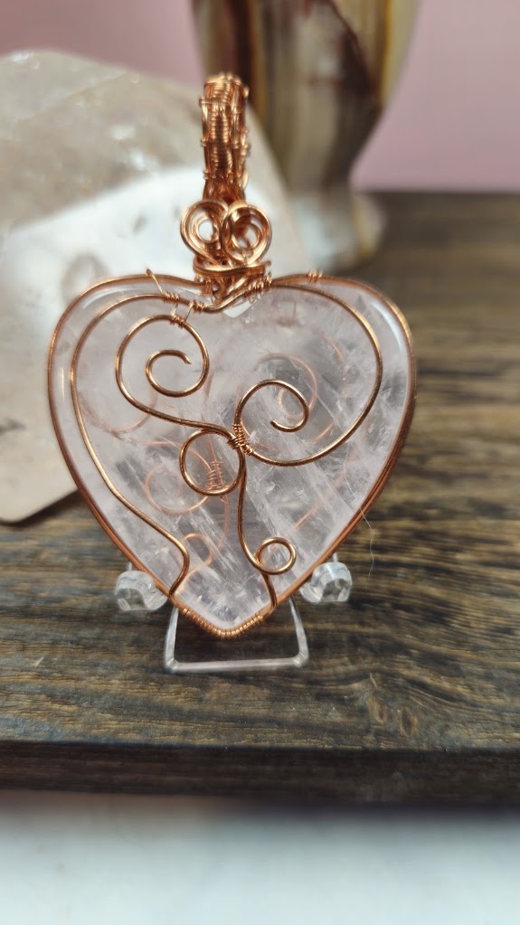 Double Sided Rose Quartz Heart