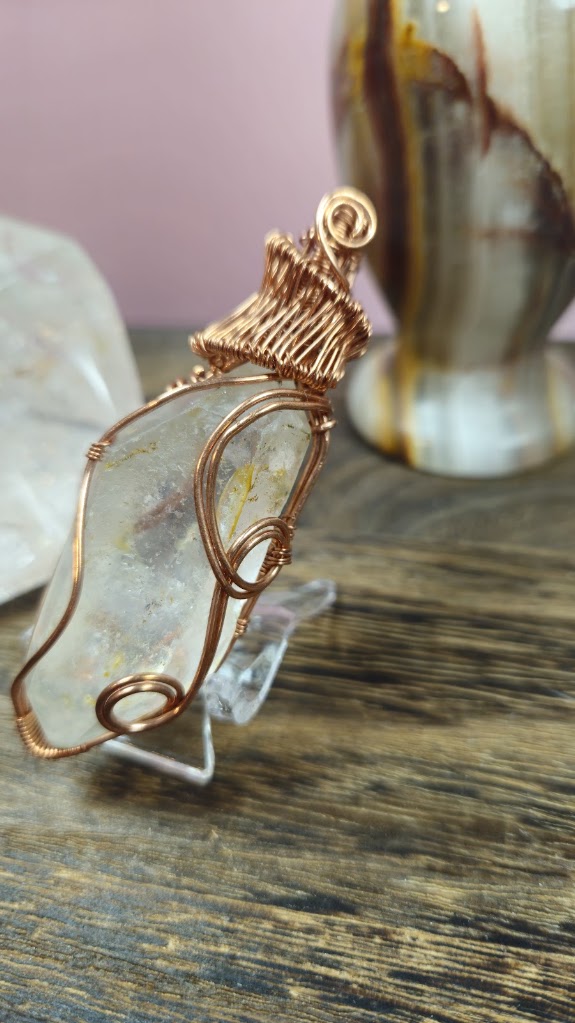 Raw Quartz double sided pendant