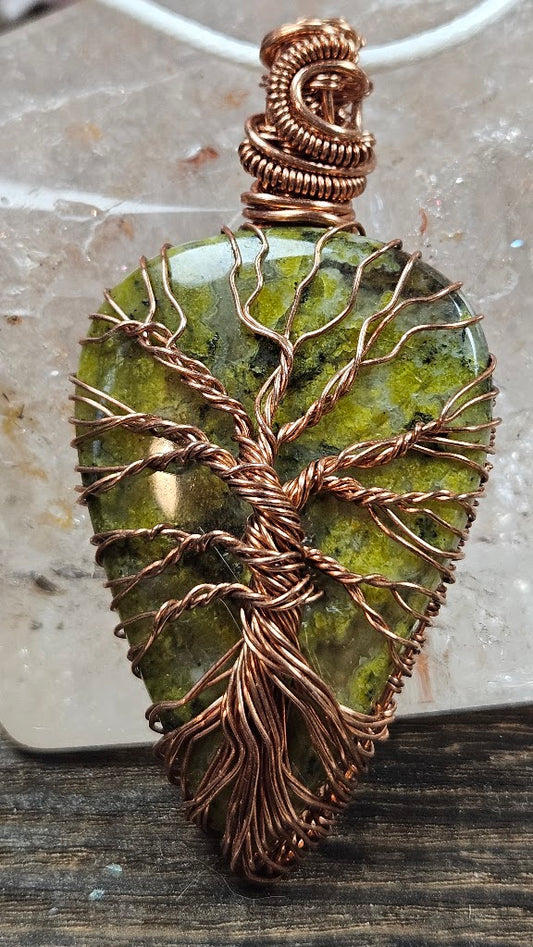 Green Opal Tree of LIfe Pendant